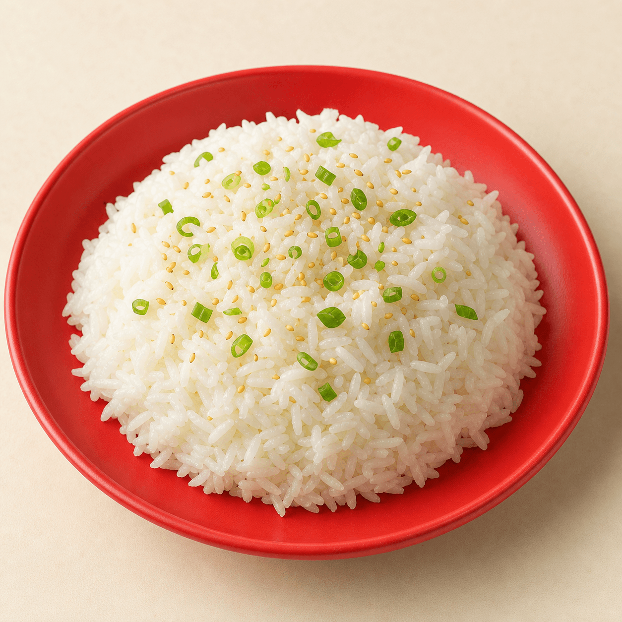 Riz blanc aromatique avec oignons verts et sésame